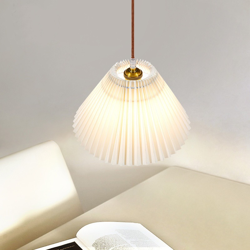 北欧ins鱼线吊灯床头吊灯卧室个性日式餐厅灯设计师简约百褶灯具