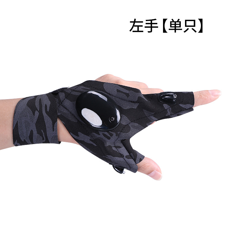 LED Flashlight Luminous Fishing Gloves Repair Lighting Finger Lights Winter Outdoors Night Fishing Half Finger Gloves Manufacturer