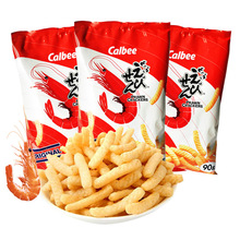泰国进口calbee卡乐比河童虾条薯条膨化办公室休闲零食小吃90g