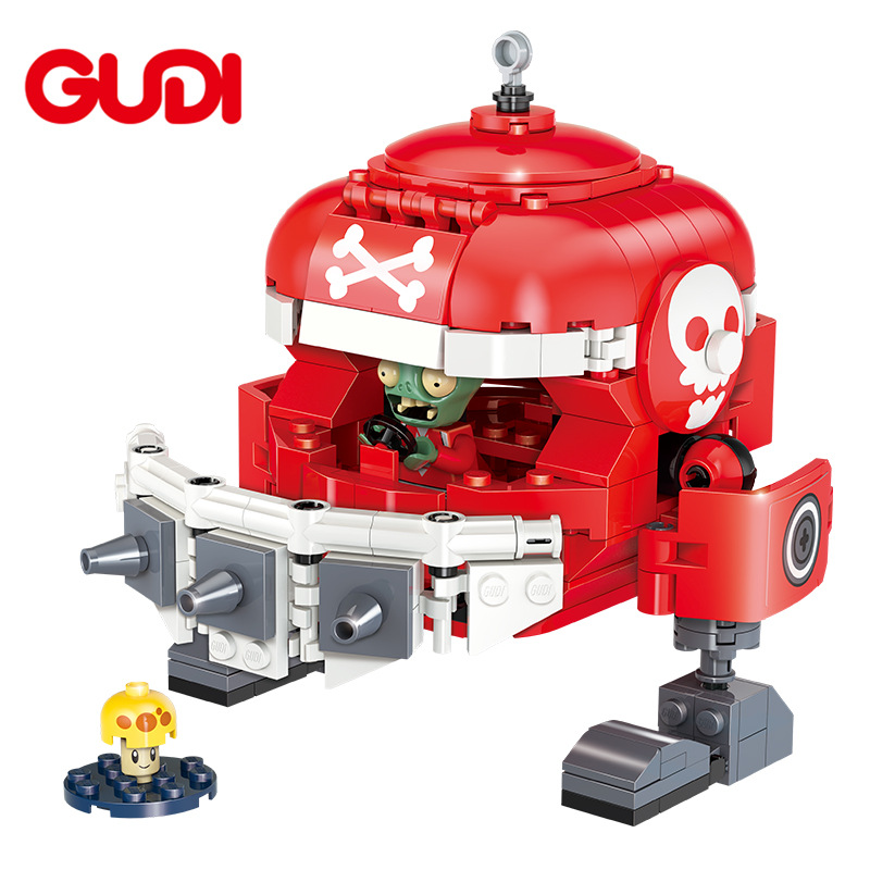 正版植物大战僵尸玩具积木60003机甲橄榄球僵尸兼容乐高小颗粒