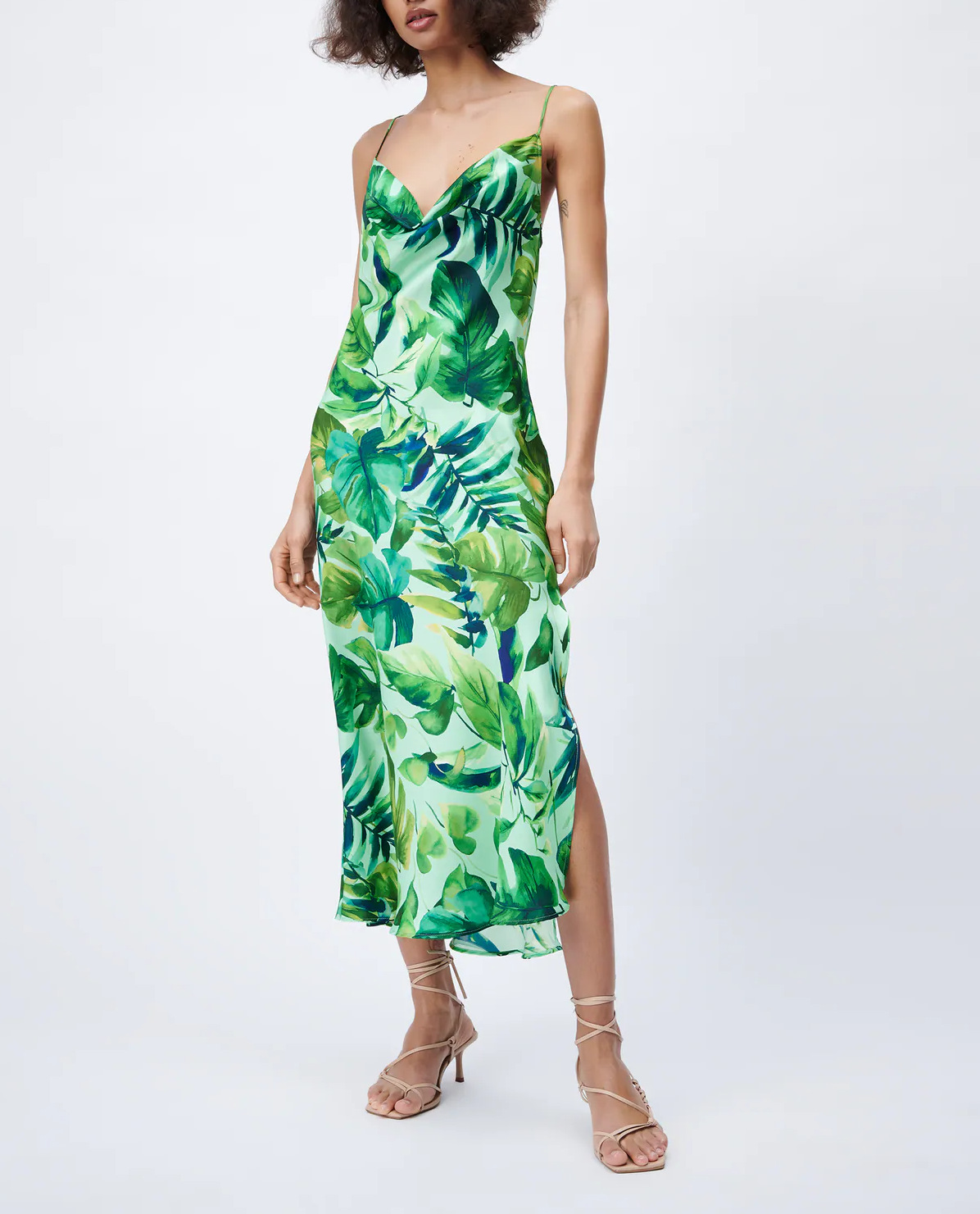 西班牙单 女款热带风情印花吊带连衣裙