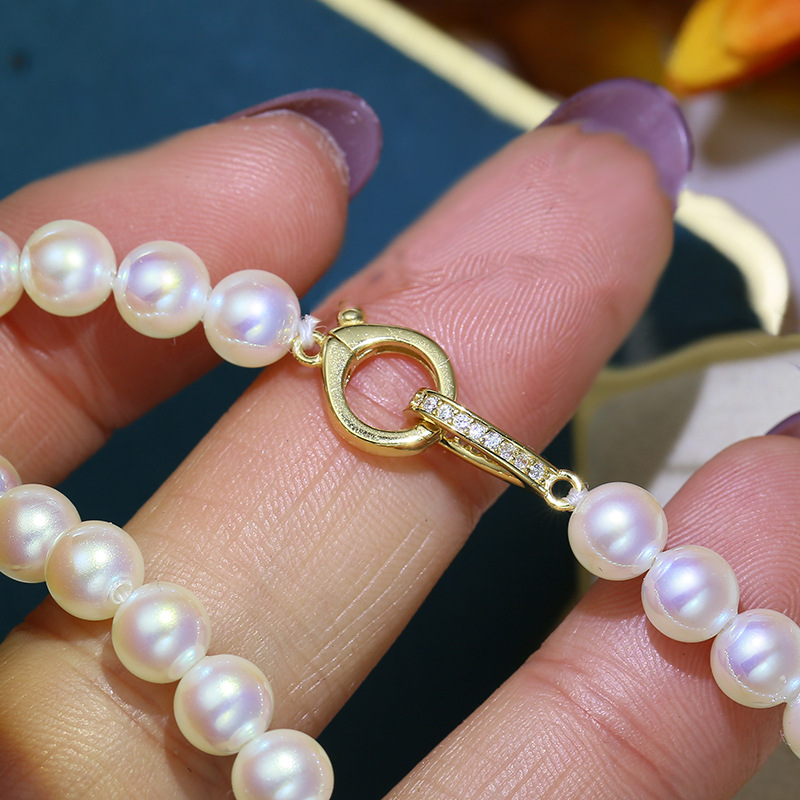 diy配件 s925纯银珍珠项链手链扣 手工串珠饰品银扣 半成品搭扣女