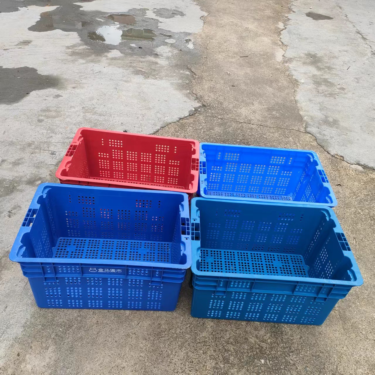 厂家供应美团优选周转筐 分拣错位塑料筐 层叠塑胶框海鲜水果蔬菜