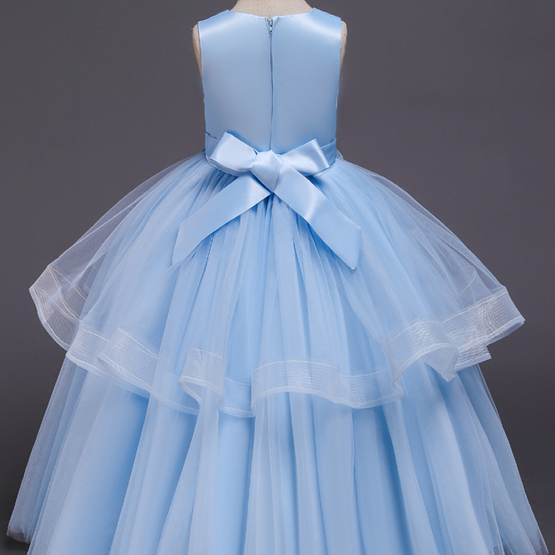 亚马逊女童礼服高端小女孩主持人钢琴演出服生日公主裙花童婚纱裙