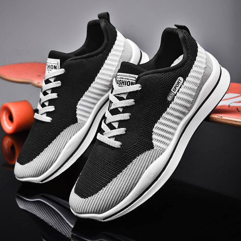 One Piece Dropshipping New Men's Casual Shoes Flying Woven Breathable Sports Shoes Korean Trendy All-Match Men's Shoes Running Shoes