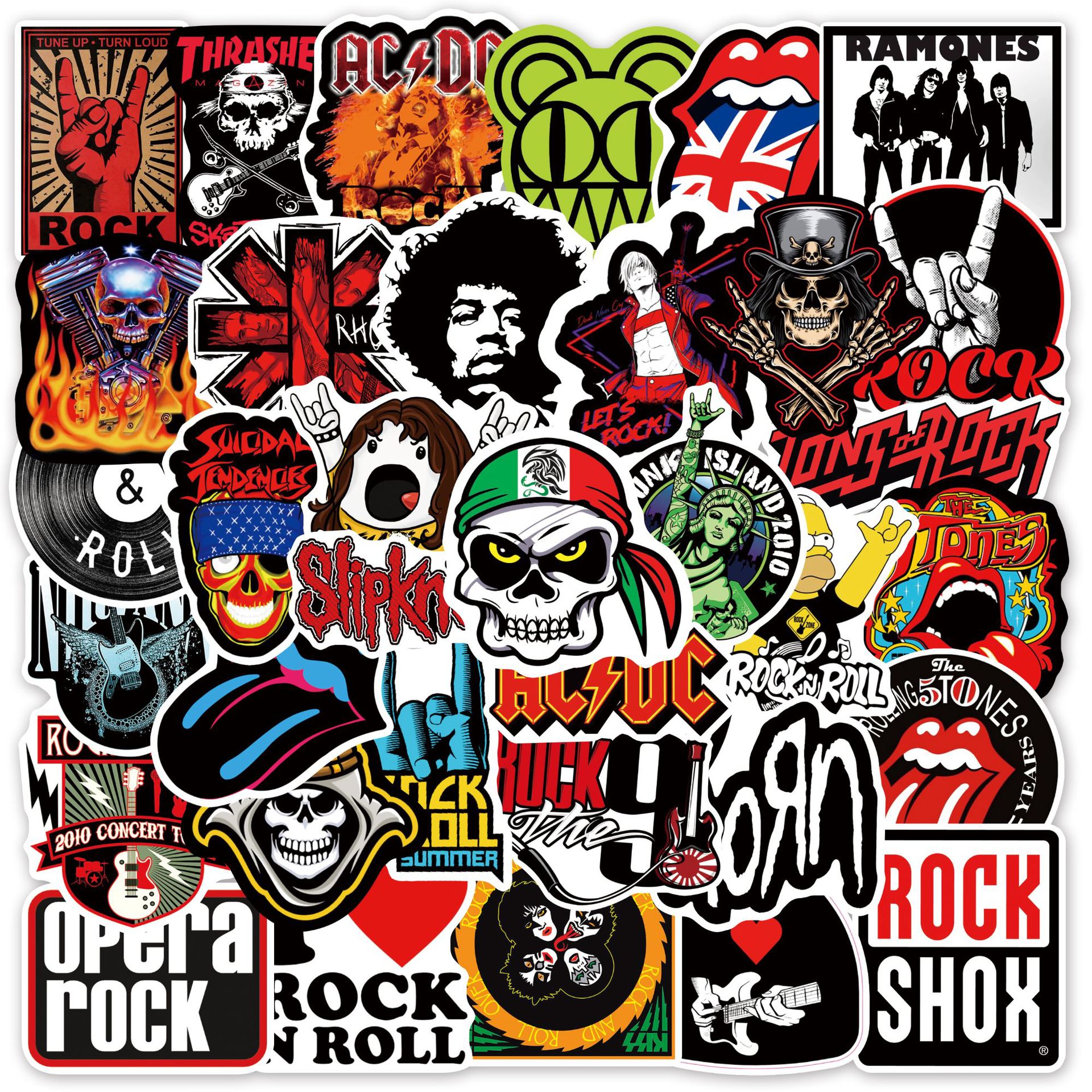 50张嘻哈rap音乐合集炫酷贴纸手账ipd笔记本手机壳防水贴纸批发