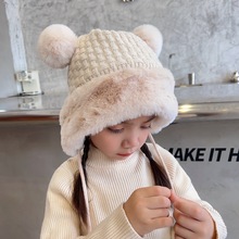 冬季韩版女童儿童帽子可爱洋气加绒保暖公主帽宝宝护耳毛线帽R212