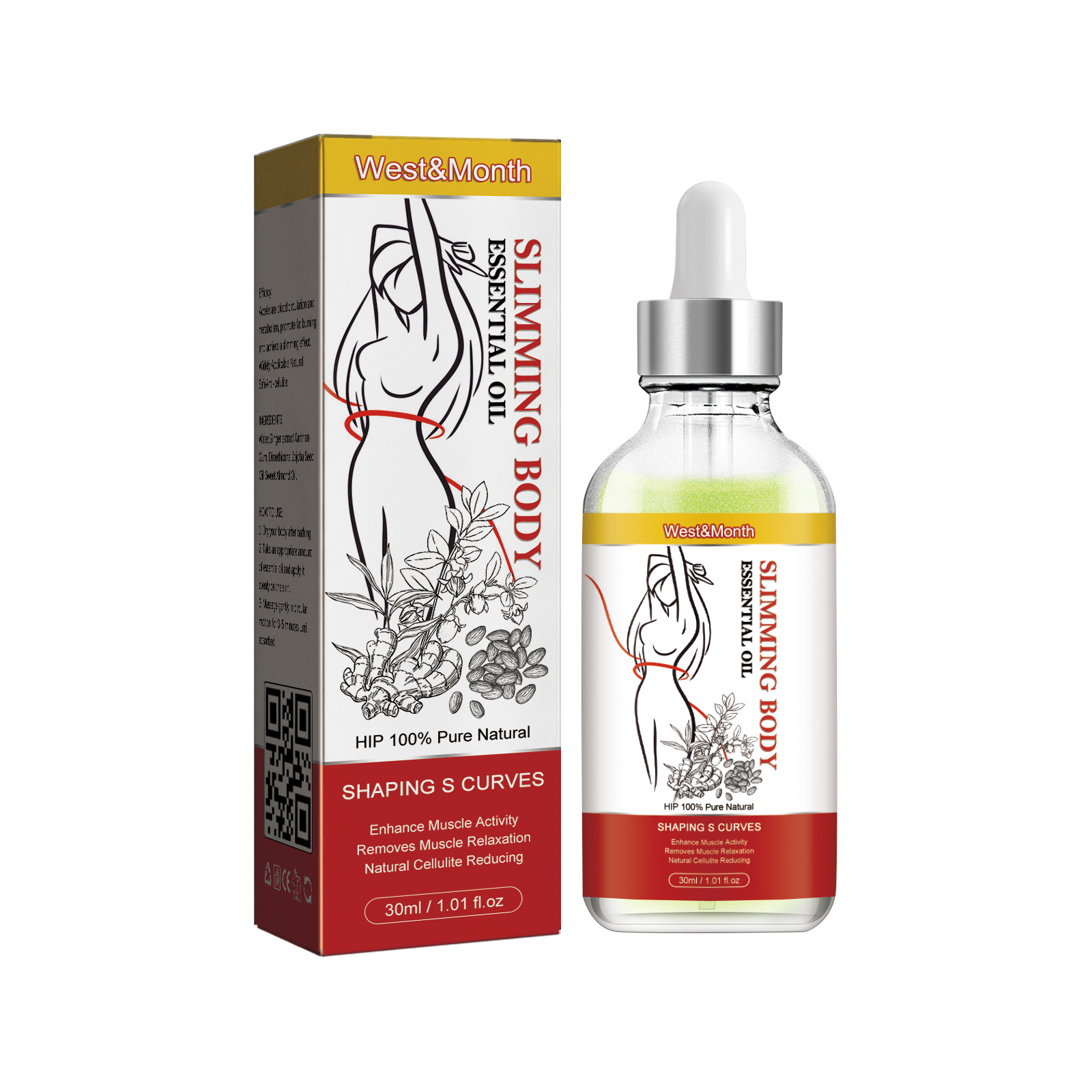 West & Month Slimming Oil Skin Massage Firming Bye-Bye Meat Potbelly Thigh Body Shaping Oil