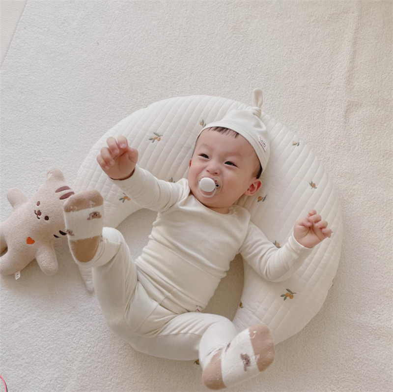 INS Newborn Baby Nursing Pillow Baby Embroidered Cushion Pure Cotton Moon Cushion Children Bed Pillows Removable and Washable
