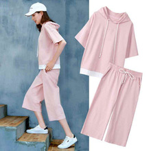 欧洲站休闲运动服套装女2021春夏季新款韩版时尚宽松大码两件套潮