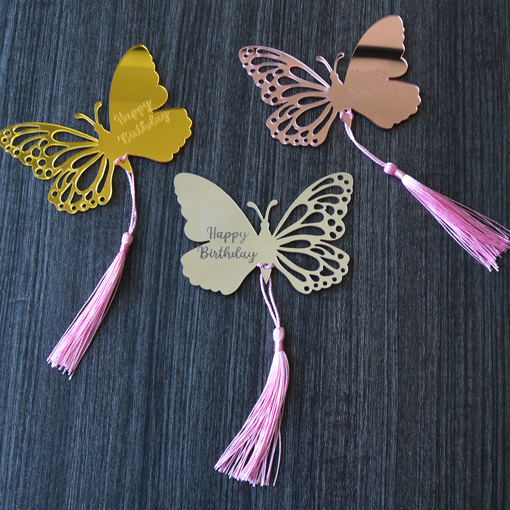 JM2012-14 Cross-Border 2mm Double-Sided Acrylic Butterfly Happy Birthday Hollow out Butterfly Home Decoration