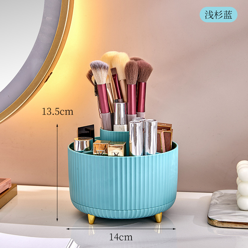 Cosmetic Case Storage Box Rotating Dustproof Makeup Brush Storage Tube Dresser Table Lipstick Eyeshadow Pen Holder Storage Bucket