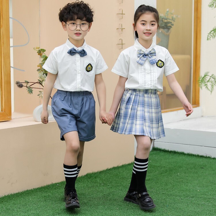 小学生夏季校服蓝色jk制服套装英伦风幼儿园班服毕业照六一演出服