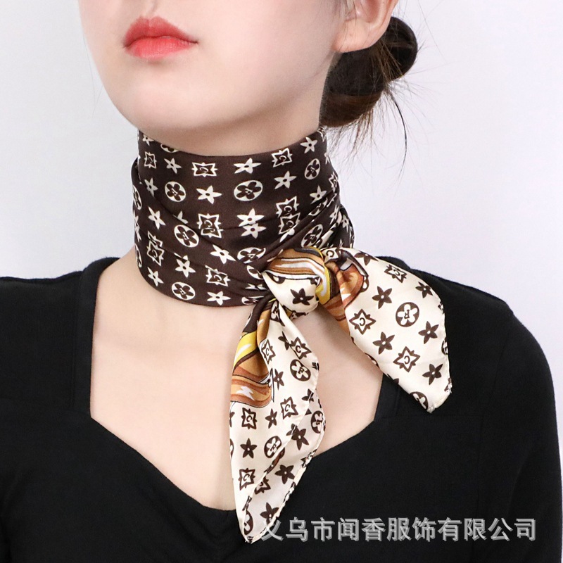 70cm Fashion Square Scarf Classic Presbyopic Letter Scarf Female Ornament All-Match Product Hot Small Scarf Scarf Wholesale