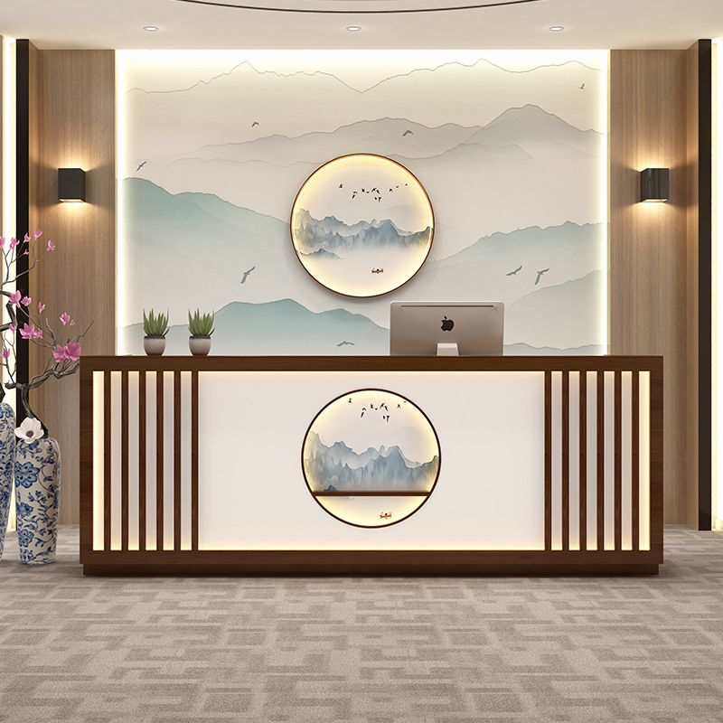 新中式服装美容院接待台养生馆理发店前台日式吧台茶楼餐厅收银台