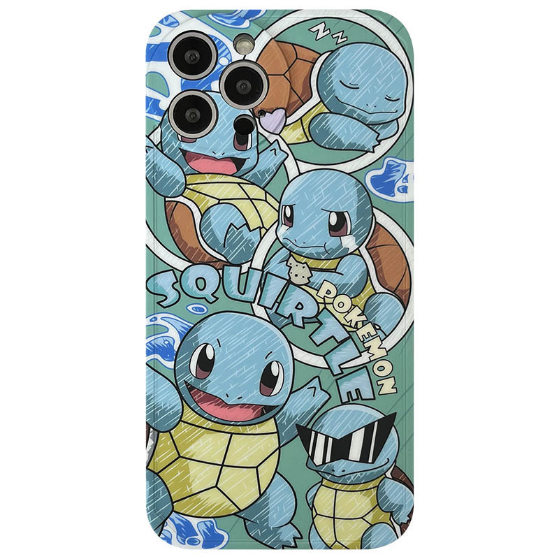 卡通插画杰尼龟iphone13手机壳适用苹果11保护套耿鬼12promax情侣