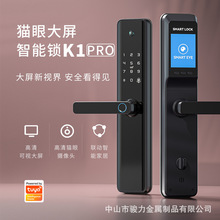 批发跨境指纹锁入户门K1Pro涂鸦猫眼密码锁木门家用防盗门智能锁