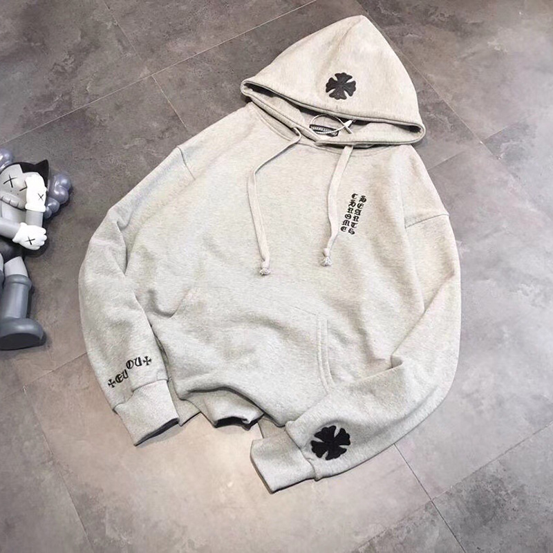 东莞加工厂 克罗心拼皮十字架梵文刺绣连帽卫衣包工包料