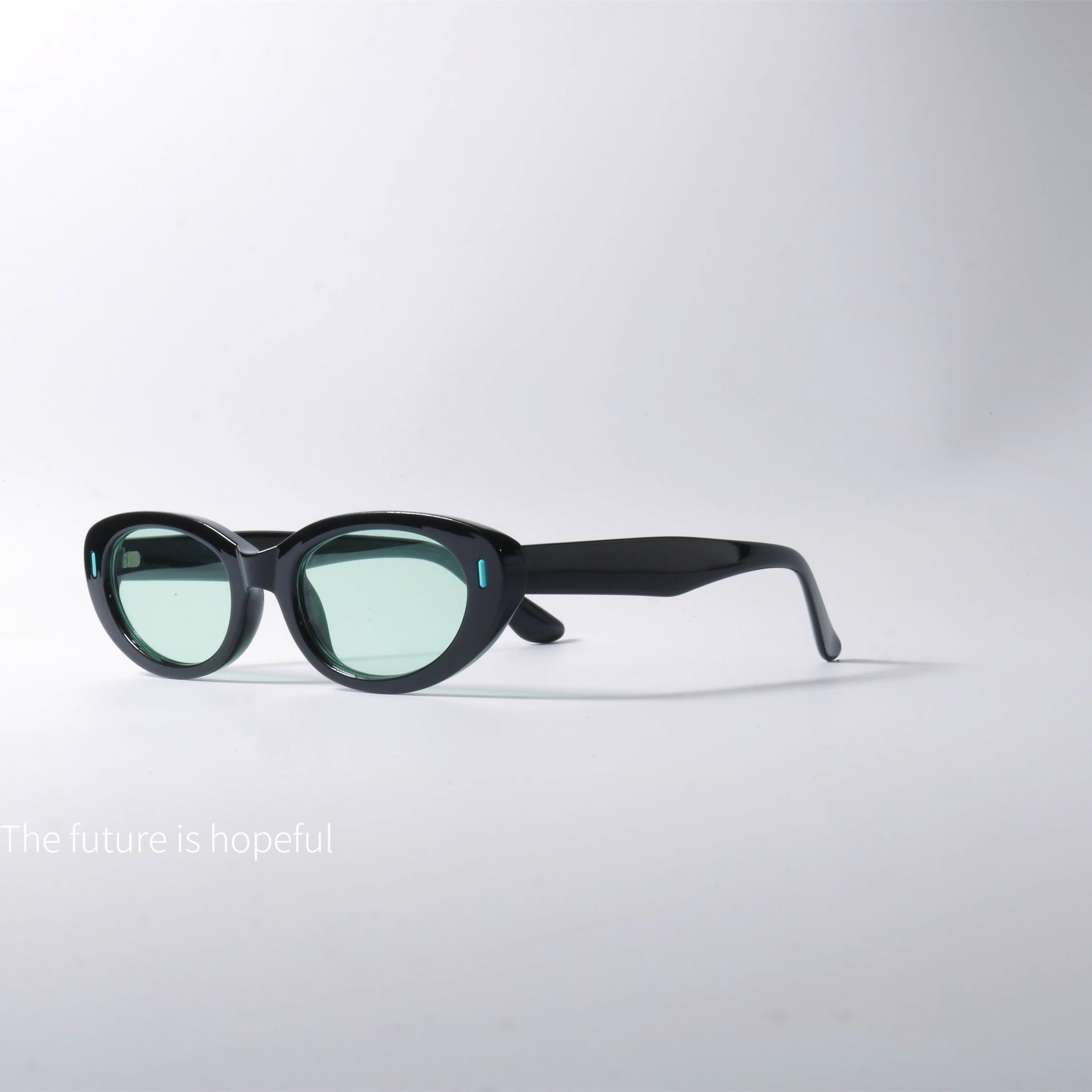 2025新款韩版椭圆形猫眼薄荷绿太阳眼镜防紫外线大理石纹近视墨镜