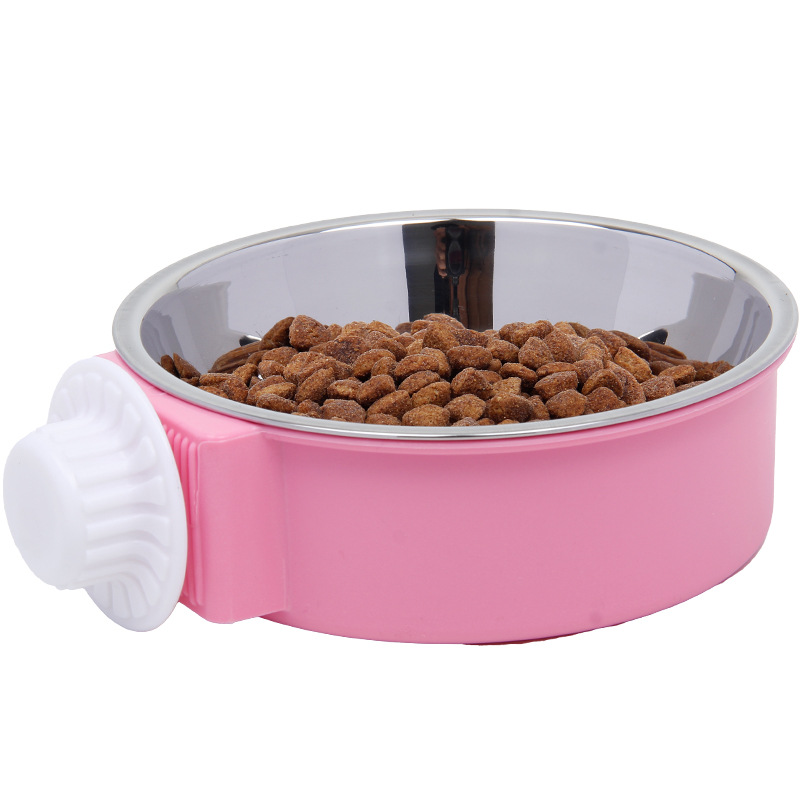 Pet Candy Color Stainless Steel Dog Bowl Hanging Cat Food Drinking Bowl Hanging Cage Pet Tableware Dog Cat Bowl