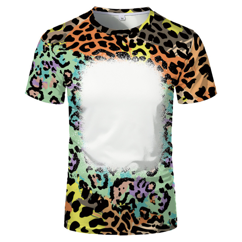 Foreign Trade New Tie-Dye Colorful Blank Custom T-shirt Cross-Border Wholesale Polyester Sublimation Sublimation Short Sleeve