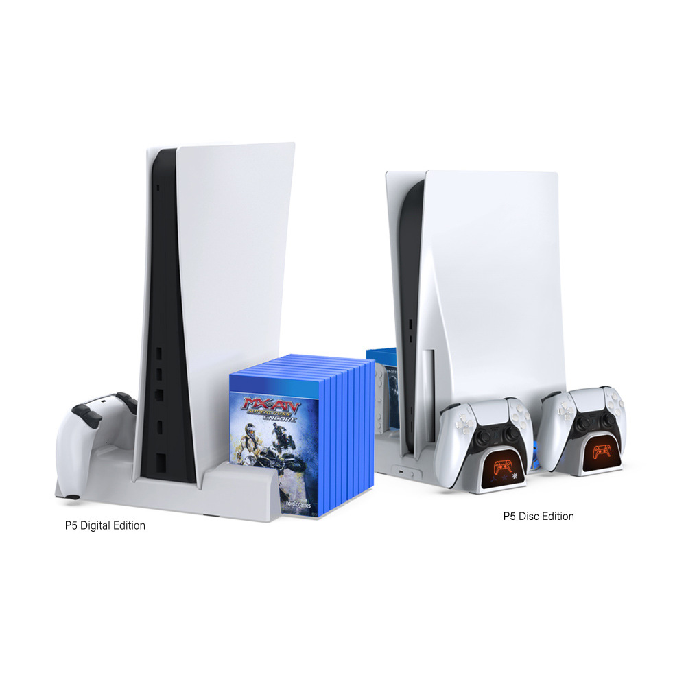 ps5主机多功能风扇底座带蓝光ps5游戏手柄充电座充 碟片收纳架