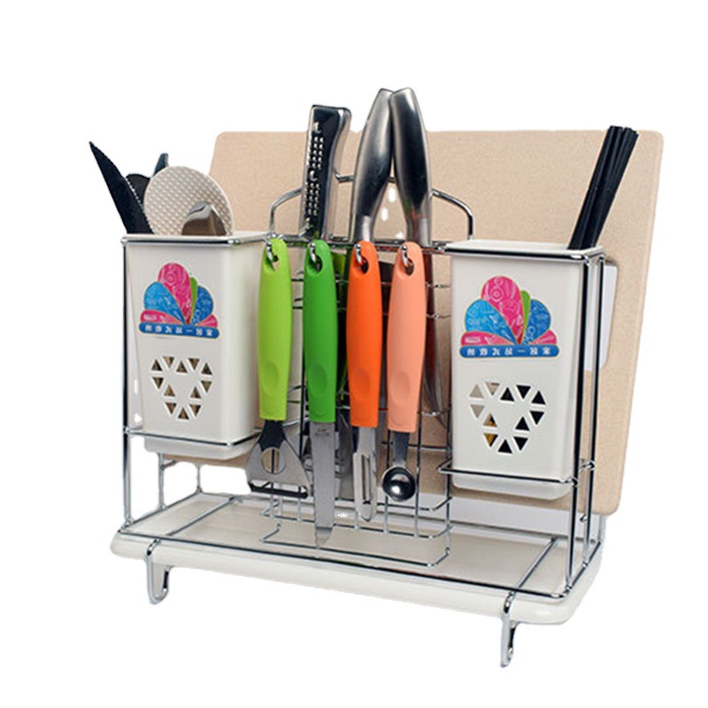 Cross-Border Kitchen Supplies Multi-Functional Storage Rack Floor-Mounted Cutting Board Draining Rack Kitchenware Knife and Fork Chopsticks Box Storage Rack