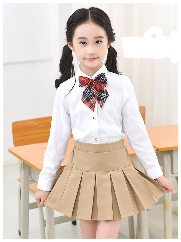 女童短裙卡其藏蓝色儿童百褶裙小学生校服裙半身裙白黑色夏季