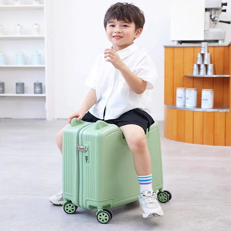 Children's Luggage Girl 12-Year-Old Baby Boy Can Mount Traveling Trolley Case Small 18-Inch Baby Walking Suitcase with Combination Lock