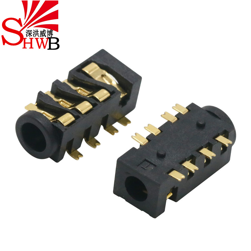 5耳机母座音频插座 8脚贴片 镀金pj-393 3.5mm音频母座
