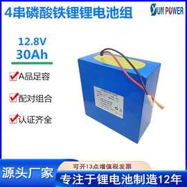 工厂定做12.8V30Ah磷酸铁锂电池组大容量锂电池组可充电锂电池
