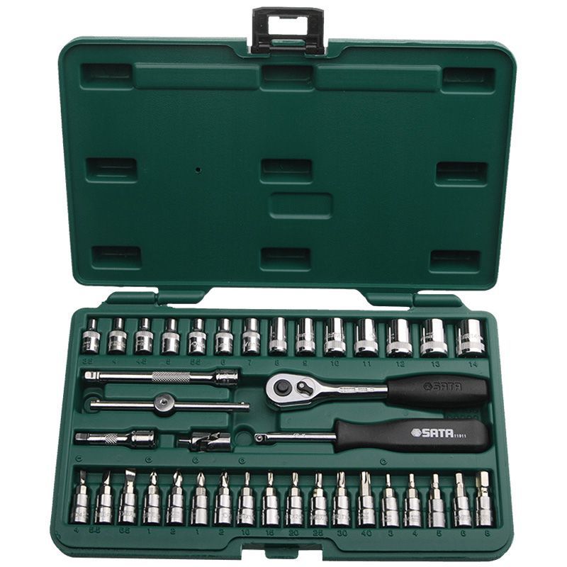 世达汽修汽保套筒棘轮扳手全套装大中小飞汽车维修五金工具箱大全