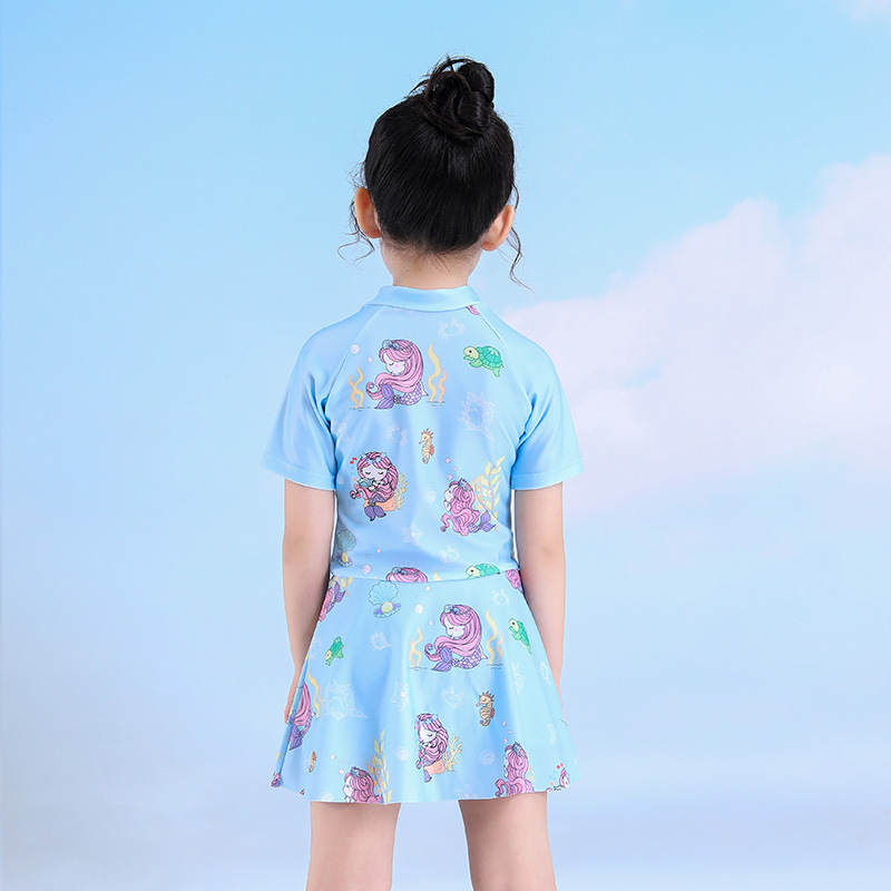 Children's Swimsuit Swimming Trunks One-Piece South Korea Girls' Ins Swimsuit Professional Toddler and Children Conservative Swimwear Factory Wholesale