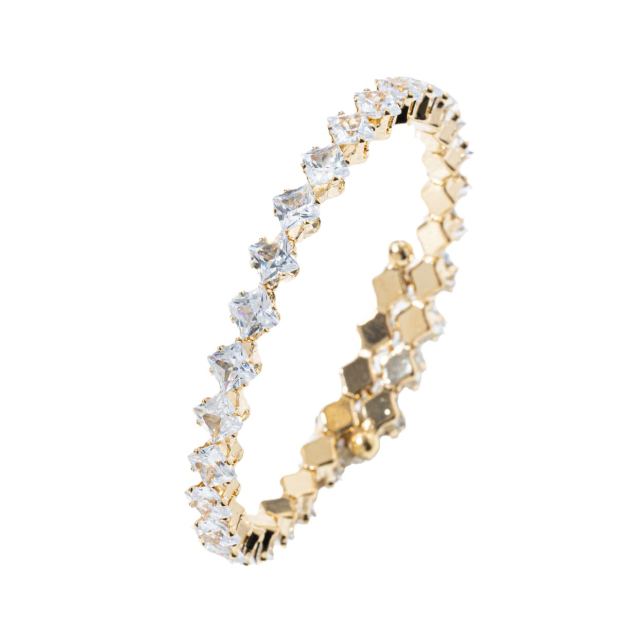 Best Seller in Europe and America Square Zircon Ladies' Bracelet Cross-Border Honeycomb Light Luxury and Simplicity Gold-Plated Single Ring Bracelet Niche Bracelet