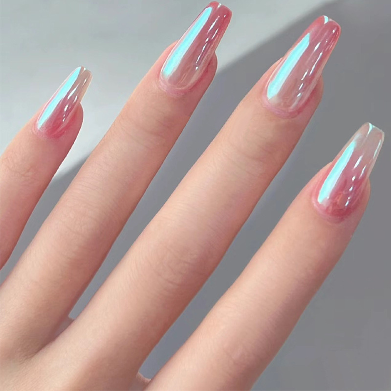 Summer Hot Wear Armor Short Model in White Color Cloud White Nail Patch Gradient Blush Nail Stickers Nail Tip Wholesale