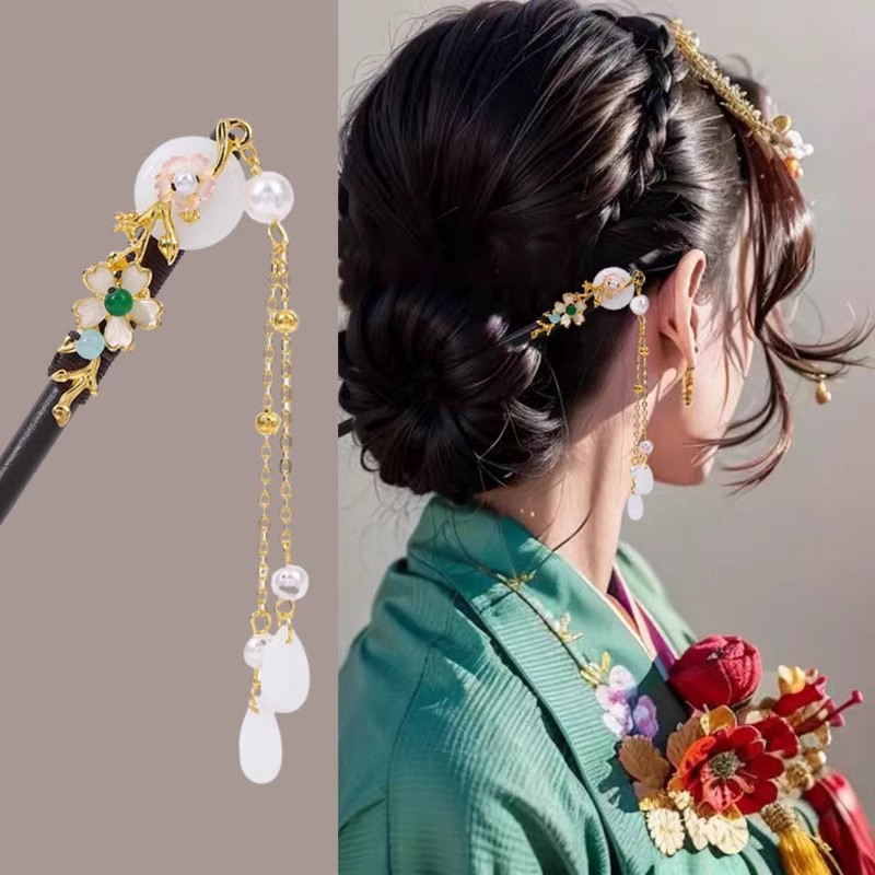 古风流苏发簪女高级感新中式步摇盘发钗简约现代旗袍挽发簪子头饰