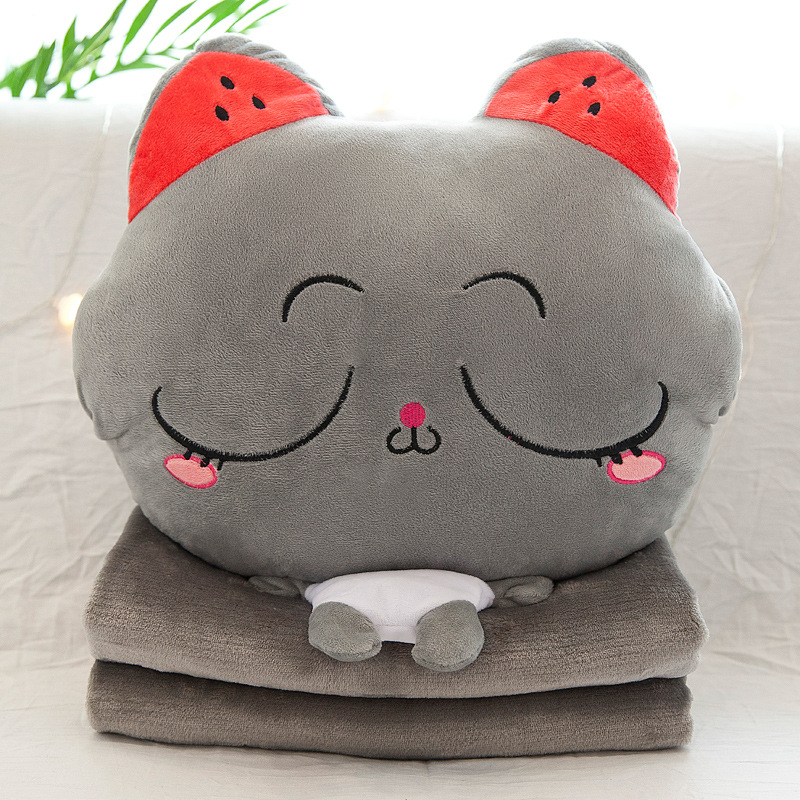 Company Gift Pillow and Quilt Dual-Use Hand Warmer Pillow Cushion Car Office Blanket Three-in-One Plush Toy