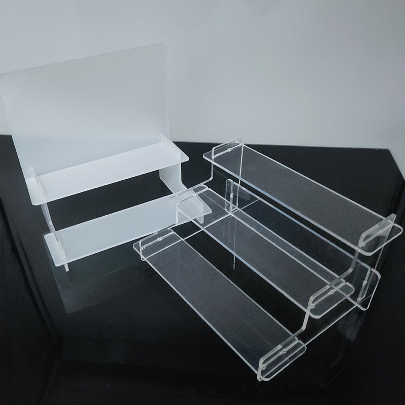 亚克力梯形展示架饰品化妆品模型展示台娃娃置物架饰透明可拆卸