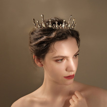 欧美新款复古巴洛克皇冠新娘婚纱礼服配饰品宴会派对头饰全圆皇冠