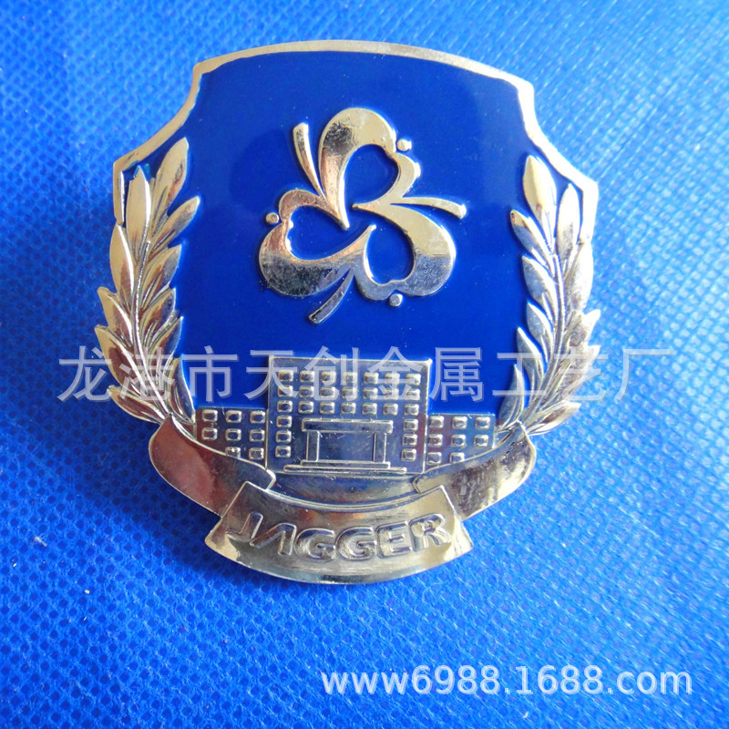 纯铜材料无电镀帽徽 烤漆珐琅景泰蓝胸章帽徽 环境保护本绿色帽徽