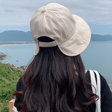 渔夫帽女夏可扎马尾遮阳帽韩版百搭防晒遮脸鸭舌帽薄款棉布太阳帽