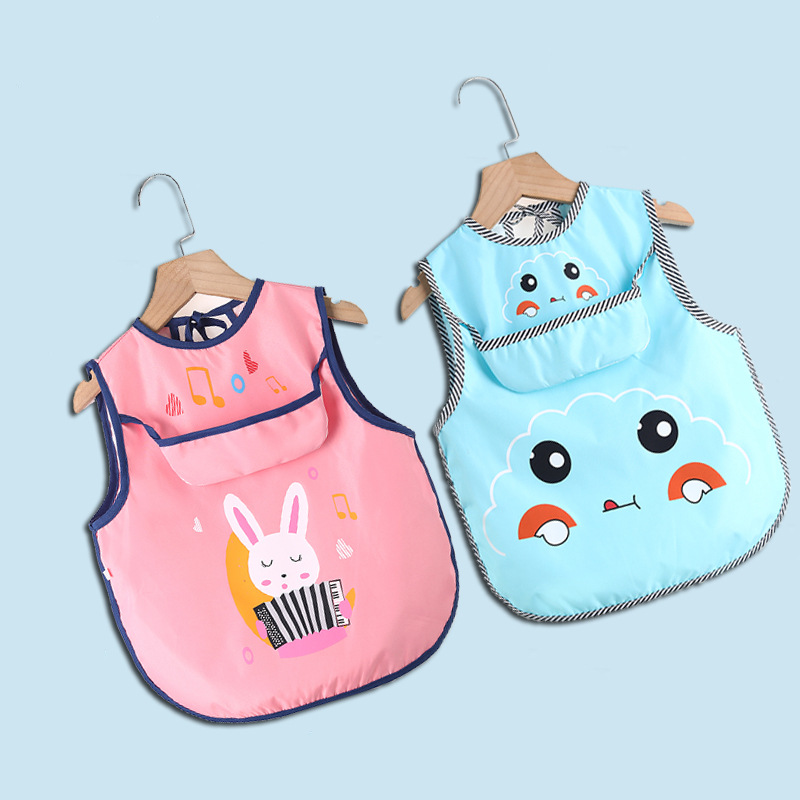 儿童防水罩衣反穿长袖围裙春秋外套新款围兜画画衣童装女宝宝上衣