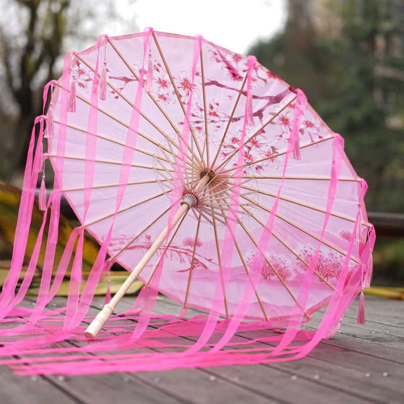 油纸伞古风流苏丝带伞仙气飘飘汉服伞摄影旅拍道具遮阳防晒防雨伞