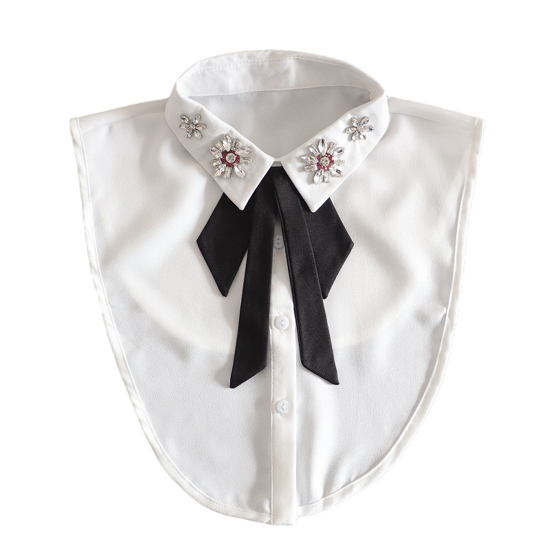 s秋冬重工水钻蝴蝶领结假领子女搭衬衣领子打底假衬衣领