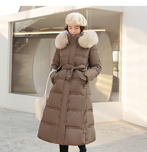 Women's Cotton-Padded Coat Extended 2023 Winter Clothing New Women's Clothing Korean Style Belt Thickened Warm down Cotton Jacket Overknee Coat