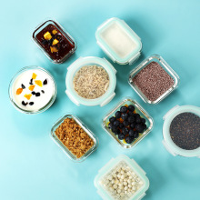 批发透明玻璃辅食储存盒可冷冻婴儿乐扣食品盒家用厨房蒸糕容器