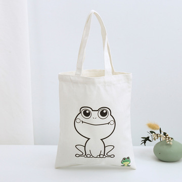 纯色帆布袋学生环保手提袋绘画涂鸦线创意手工帆布袋手提购物袋