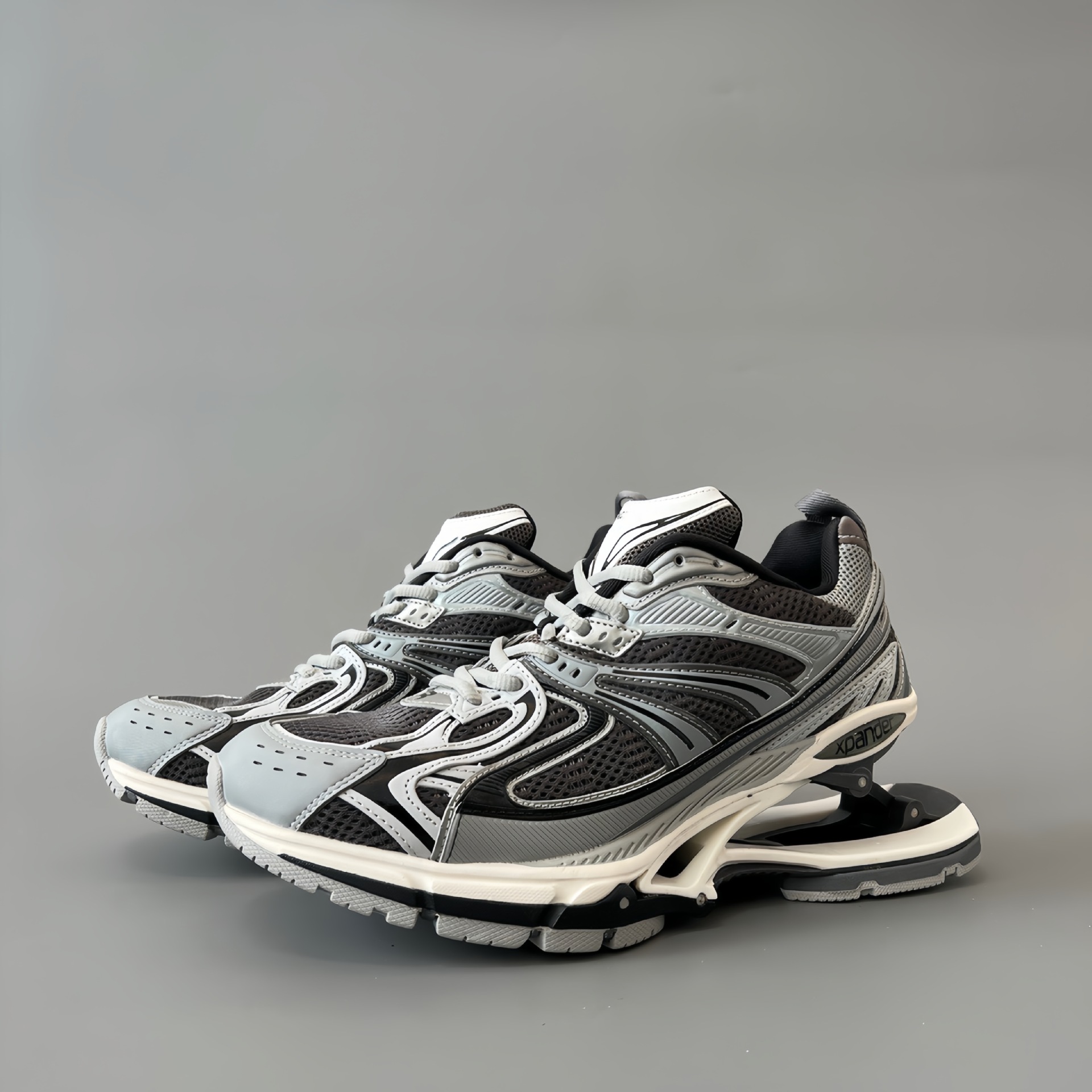 高配版b家巴黎6代x-pander弹簧鞋 复古绑带悬浮弹簧鞋增高运动厚