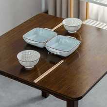 8AX0黑胡桃色餐桌实木四方桌家用小户型吃饭桌正方形学习桌楠竹方