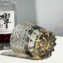 精雕江户切子萤石威士忌酒杯 高颜值野口洋酒杯轻奢水晶杯